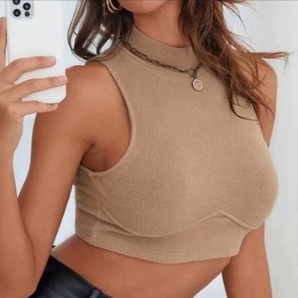 Ribbed Knit Crop Tank Top - Picture 1 of 4